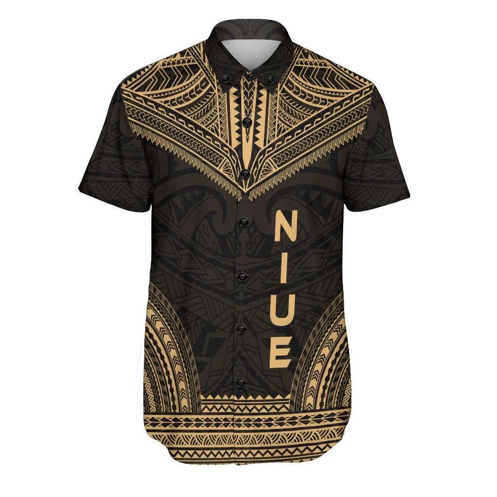 Niue Polynesian Chief Short Sleeve Shirt - Gold Version