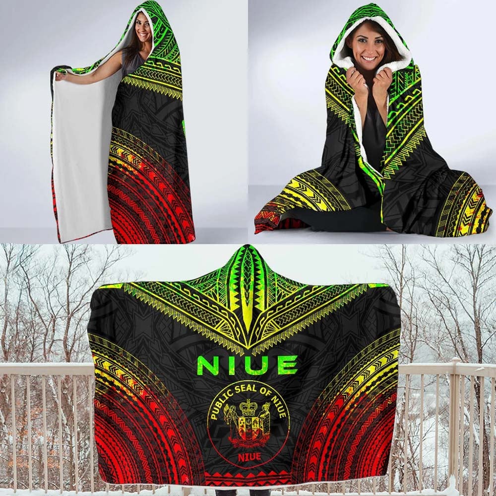 Niue Polynesian Chief Hooded Blanket - Reggae Version