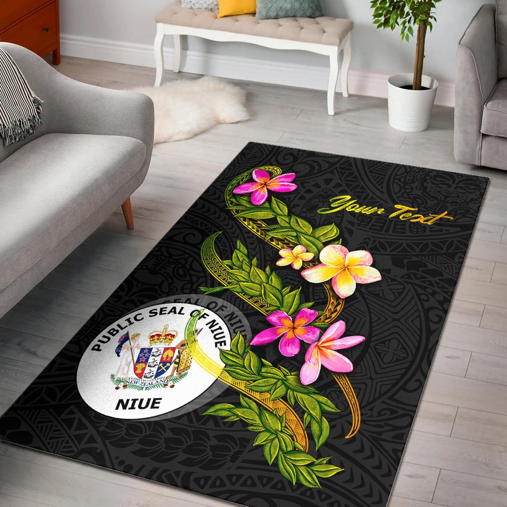 Niue Polynesian Custom Personalised Area Rug - Plumeria Tribal