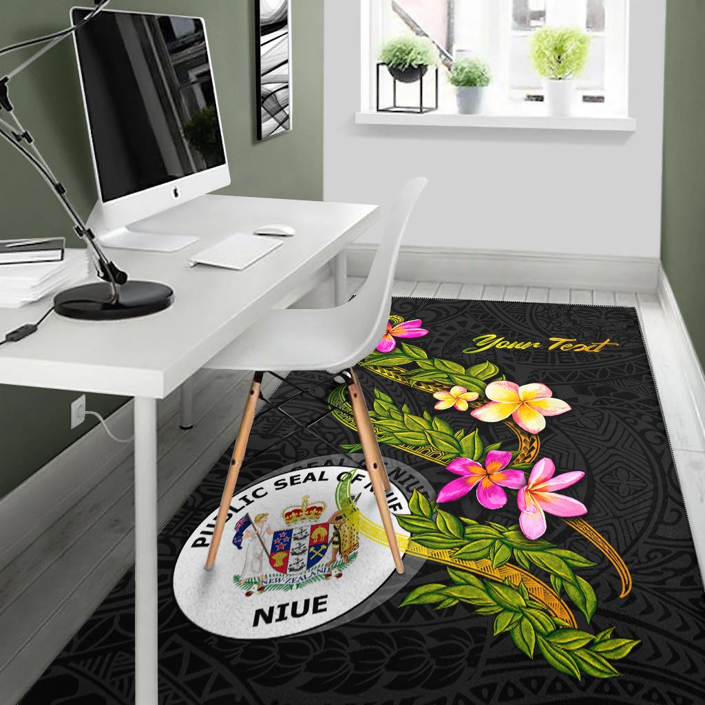 Niue Polynesian Custom Personalised Area Rug - Plumeria Tribal