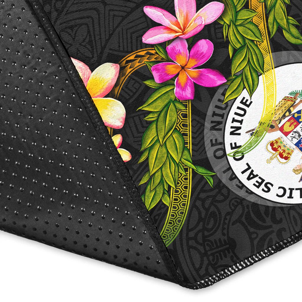 Niue Polynesian Custom Personalised Area Rug - Plumeria Tribal