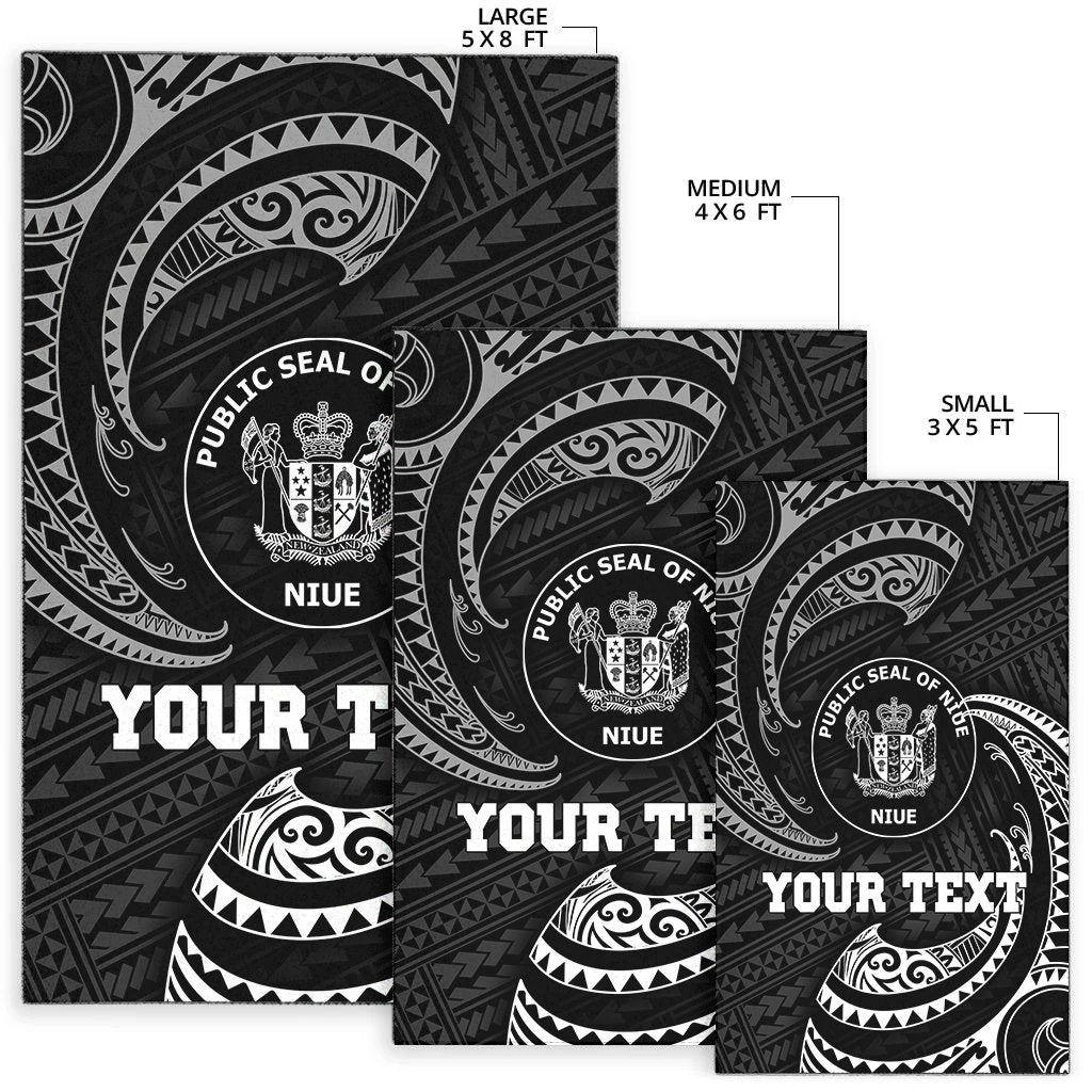 Niue Polynesian Custom Personalised Area Rug - White Tribal Wave