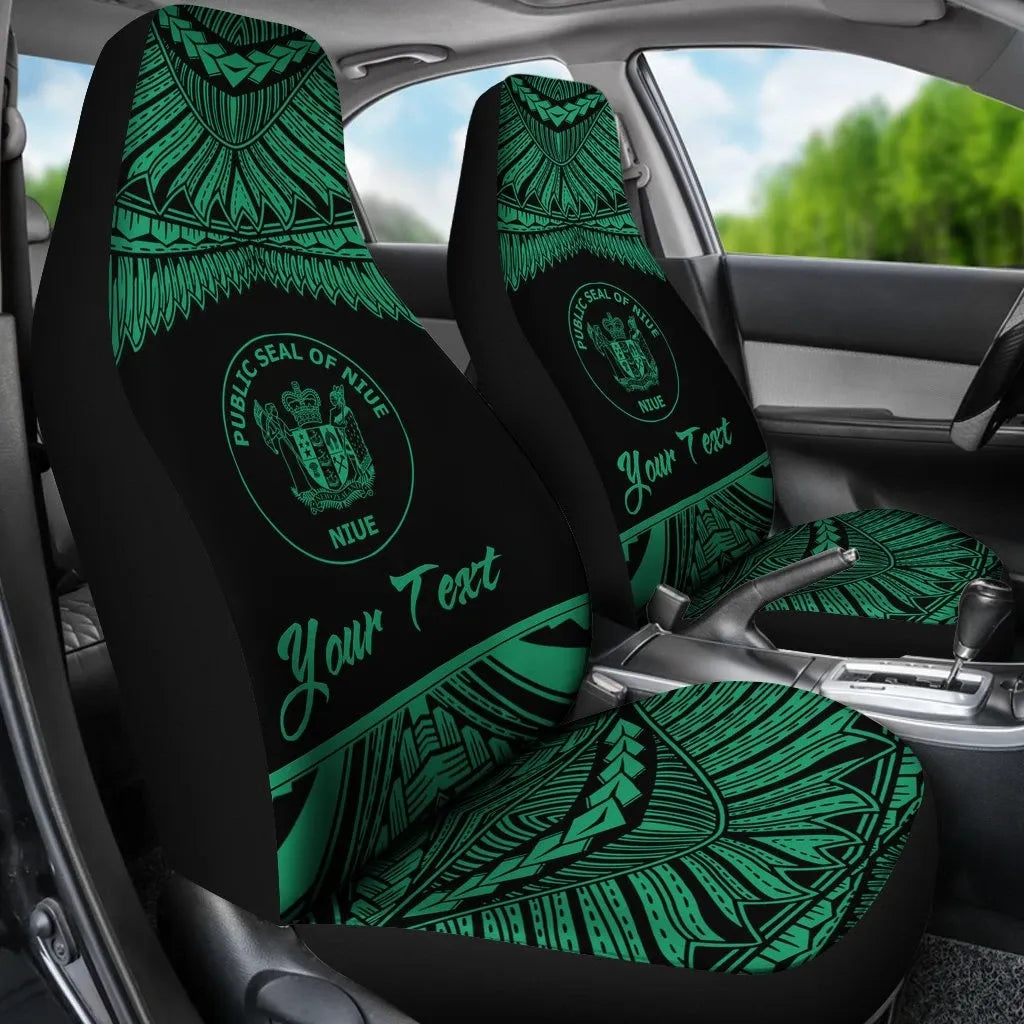 Niue Polynesian Custom Personalised Car Seat Covers - Pride Green Version