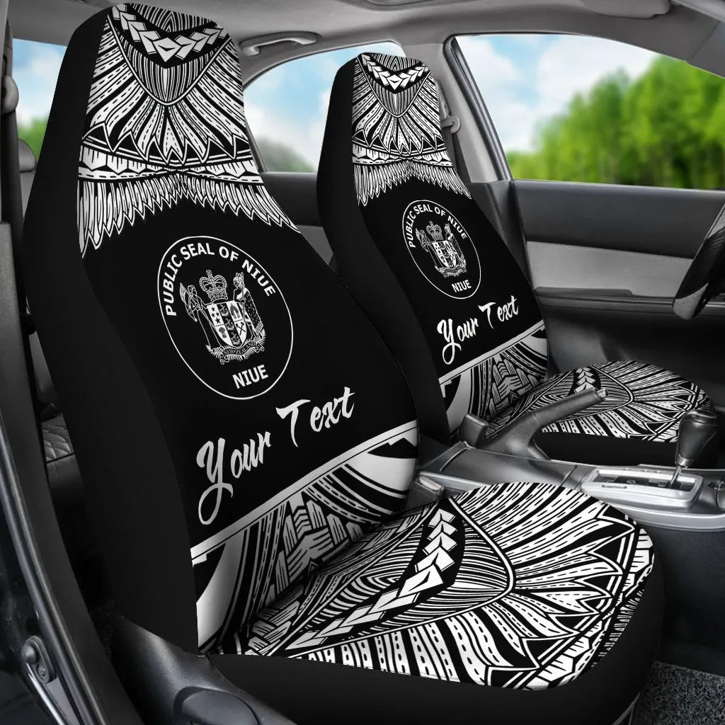 Niue Polynesian Custom Personalised Car Seat Covers - Pride White Version