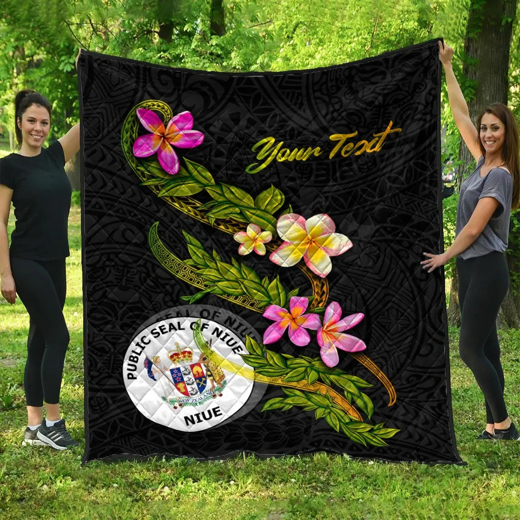 Niue Polynesian Custom Personalised Quilt - Plumeria Tribal
