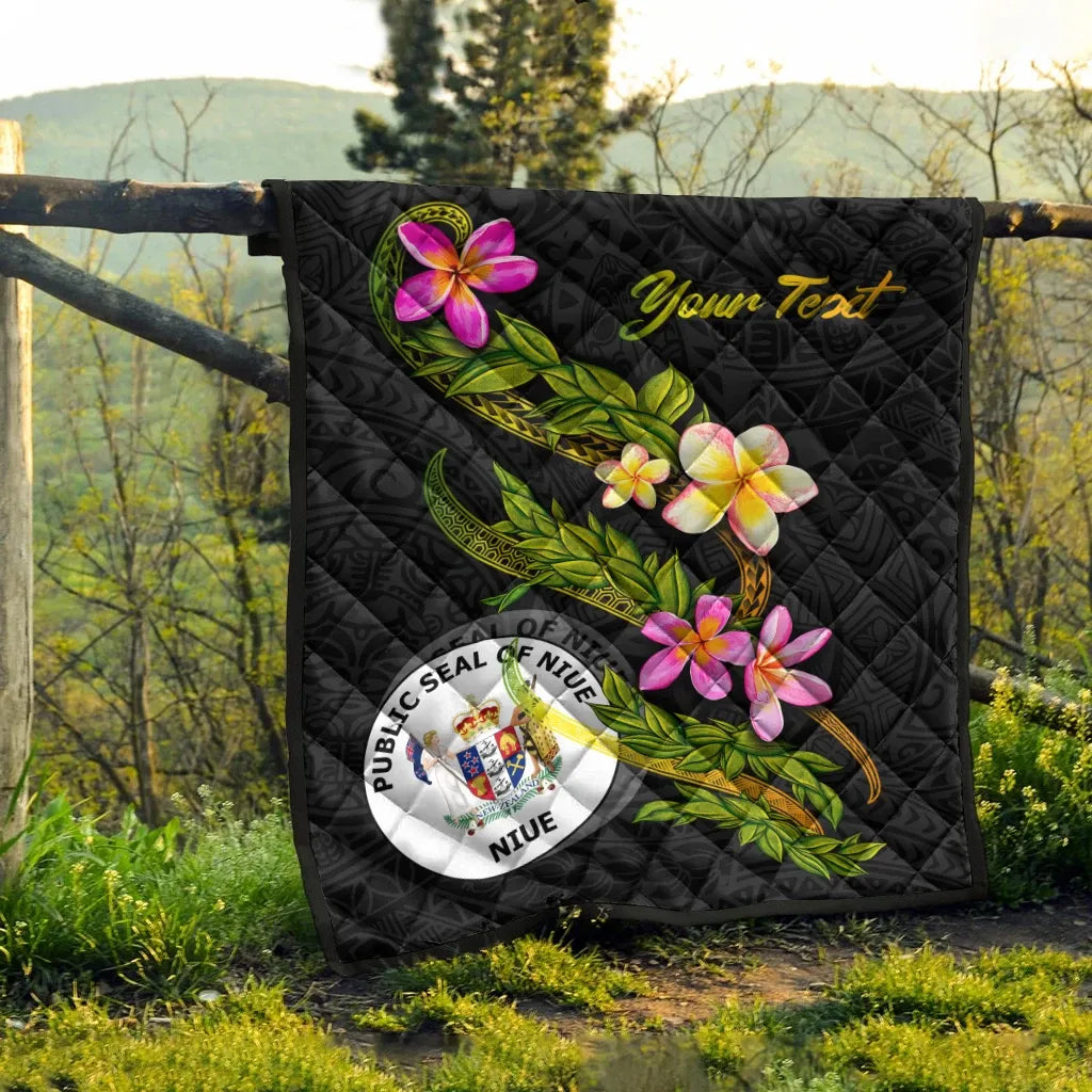 Niue Polynesian Custom Personalised Quilt - Plumeria Tribal