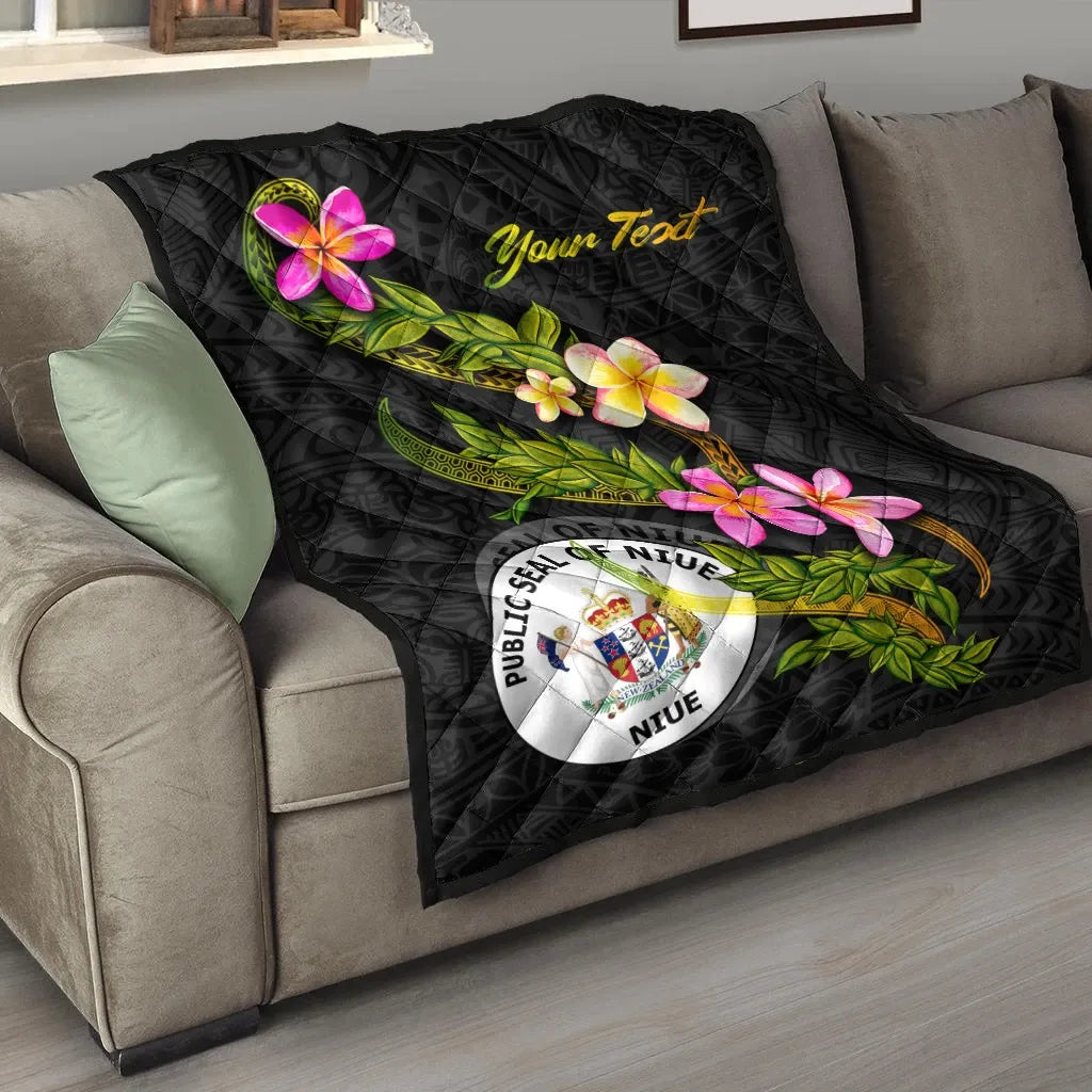 Niue Polynesian Custom Personalised Quilt - Plumeria Tribal