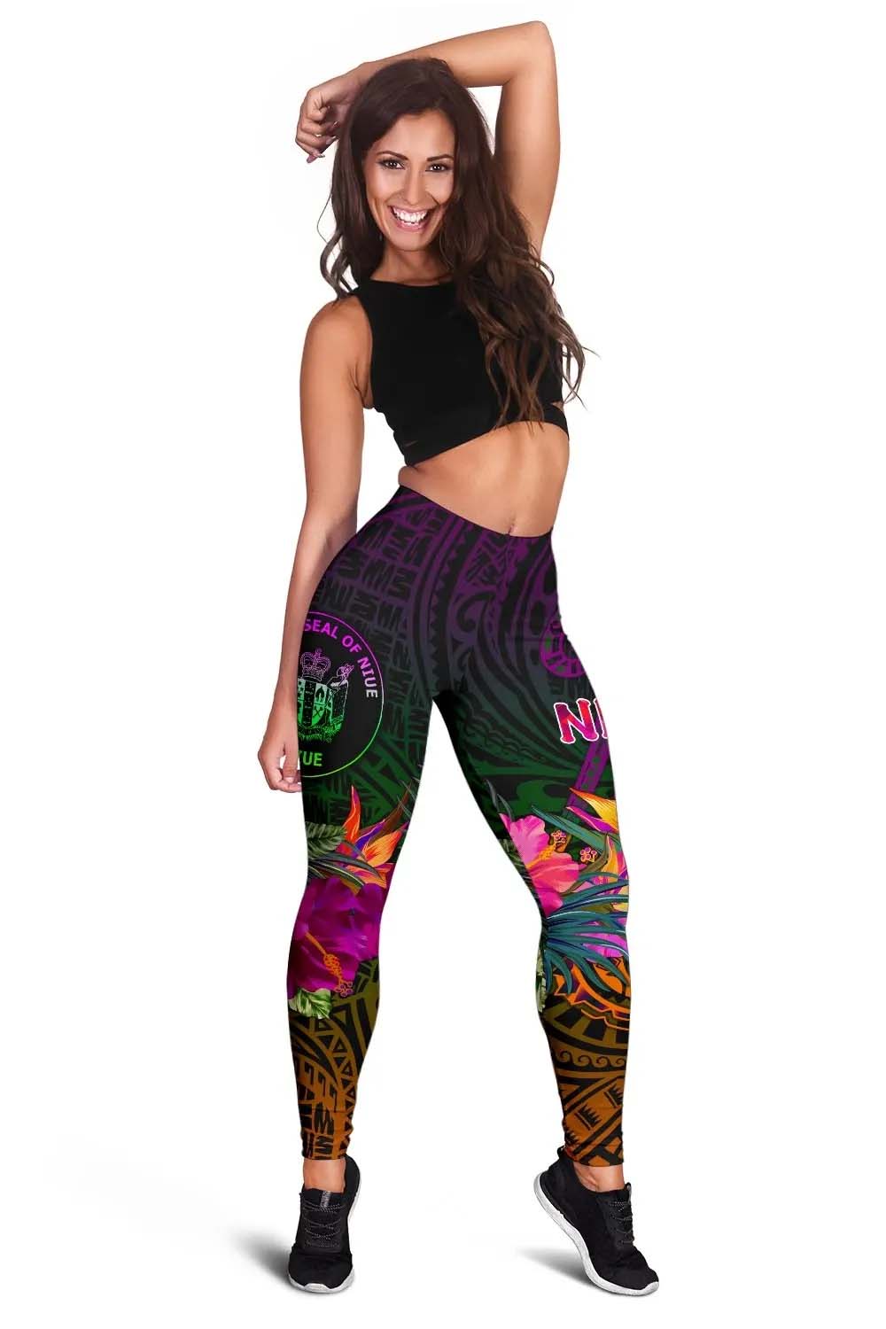 Niue Polynesian Legging - Summer Hibiscus