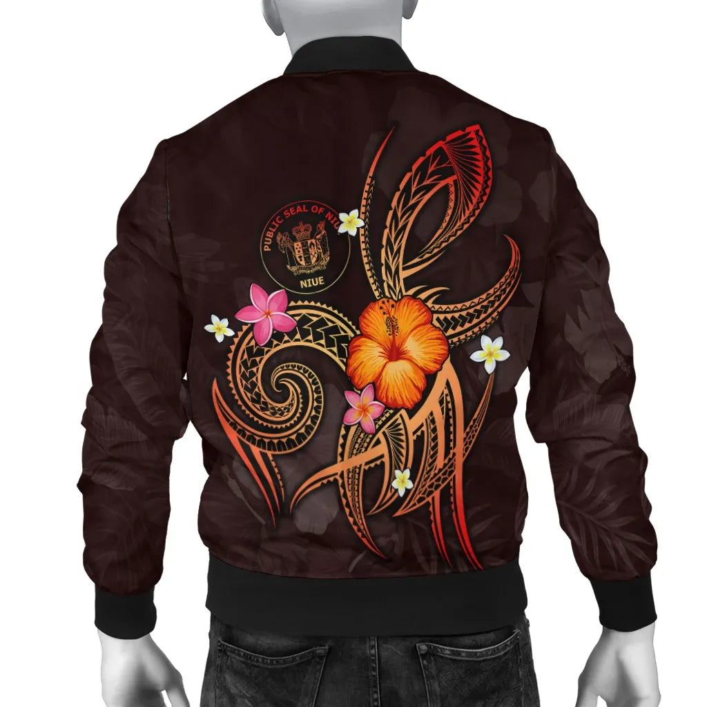 Niue Polynesian Bomber Jacket - Legend of Niue (Red)