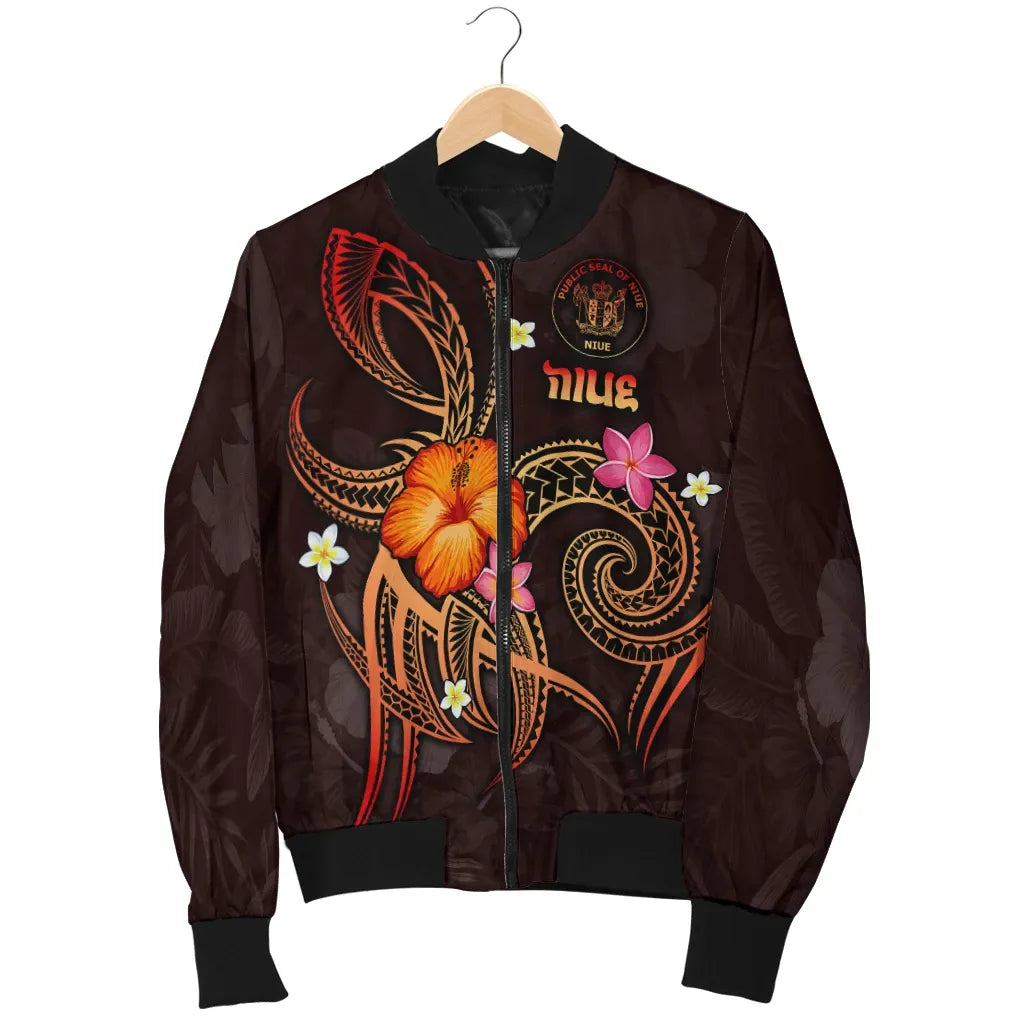 Niue Polynesian Bomber Jacket - Legend of Niue (Red)