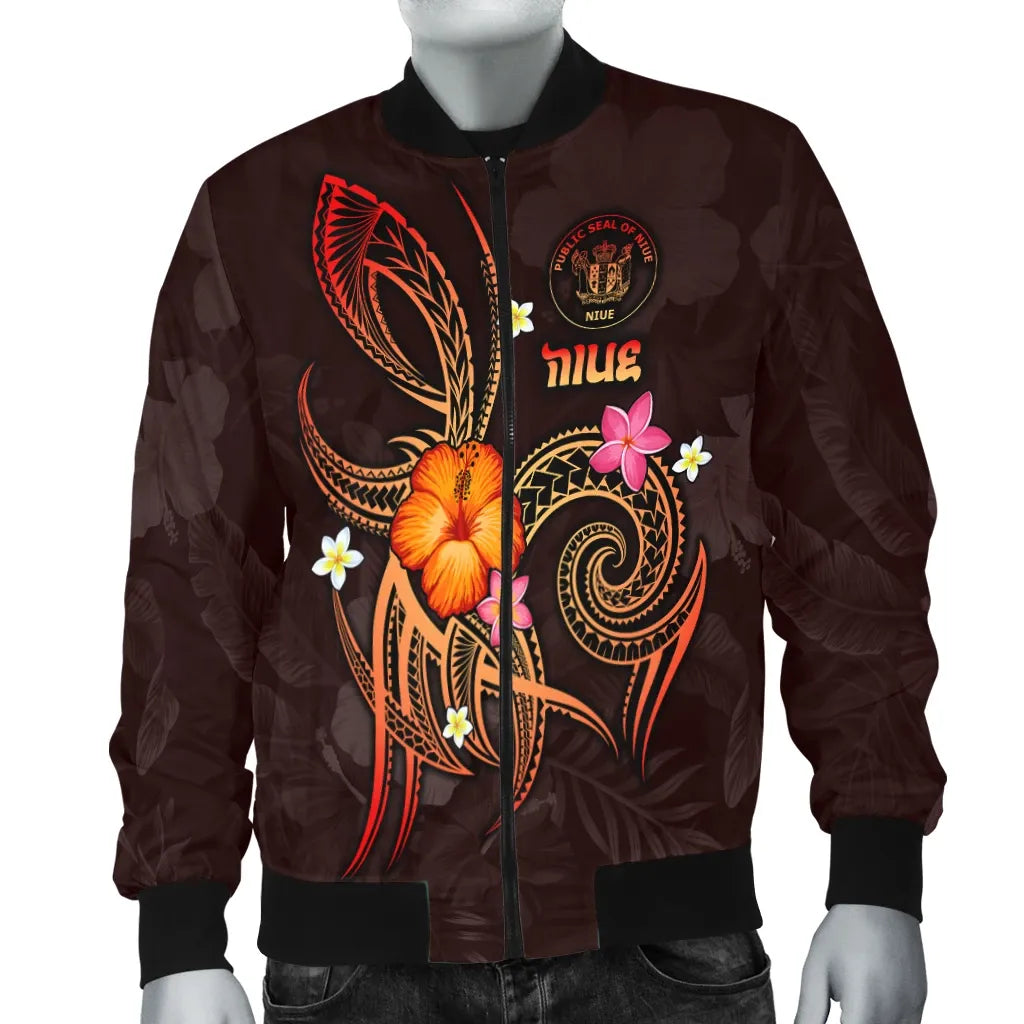 Niue Polynesian Bomber Jacket - Legend of Niue (Red)
