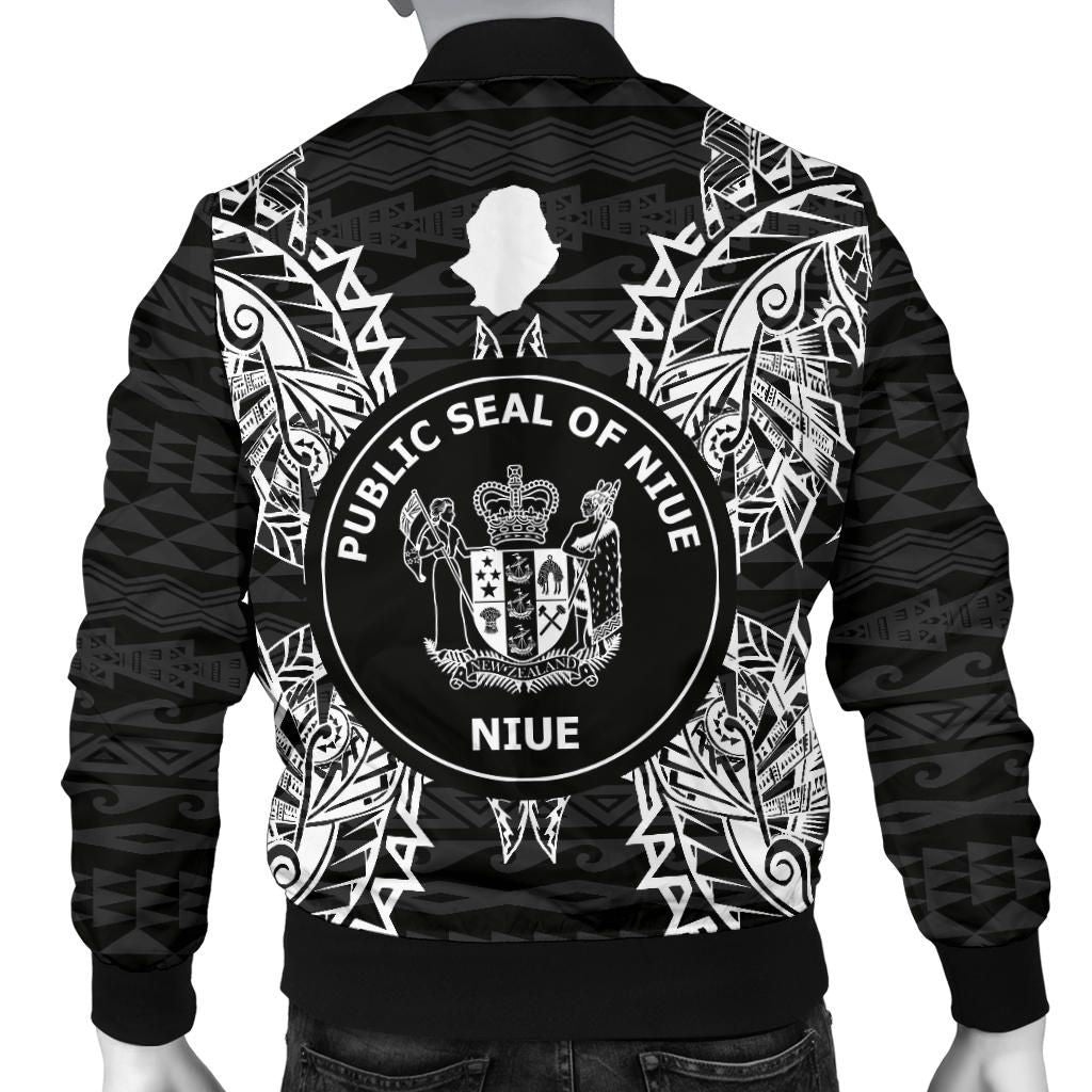 Niue Polynesian Bomber Jacket Map Black