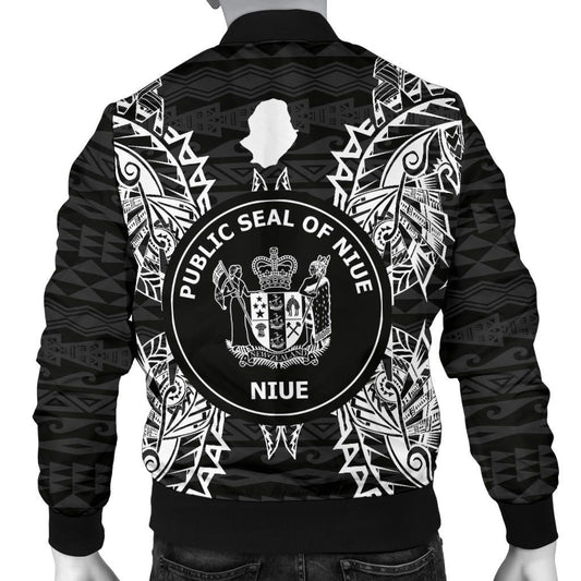 Niue Polynesian Bomber Jacket Map Black