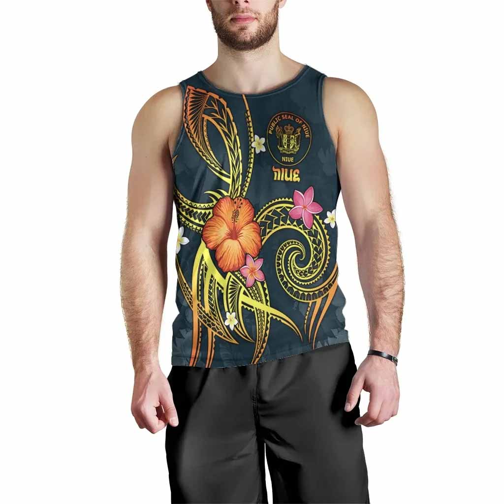Niue Polynesian Men Tank Top - Legend of Niue (Blue)