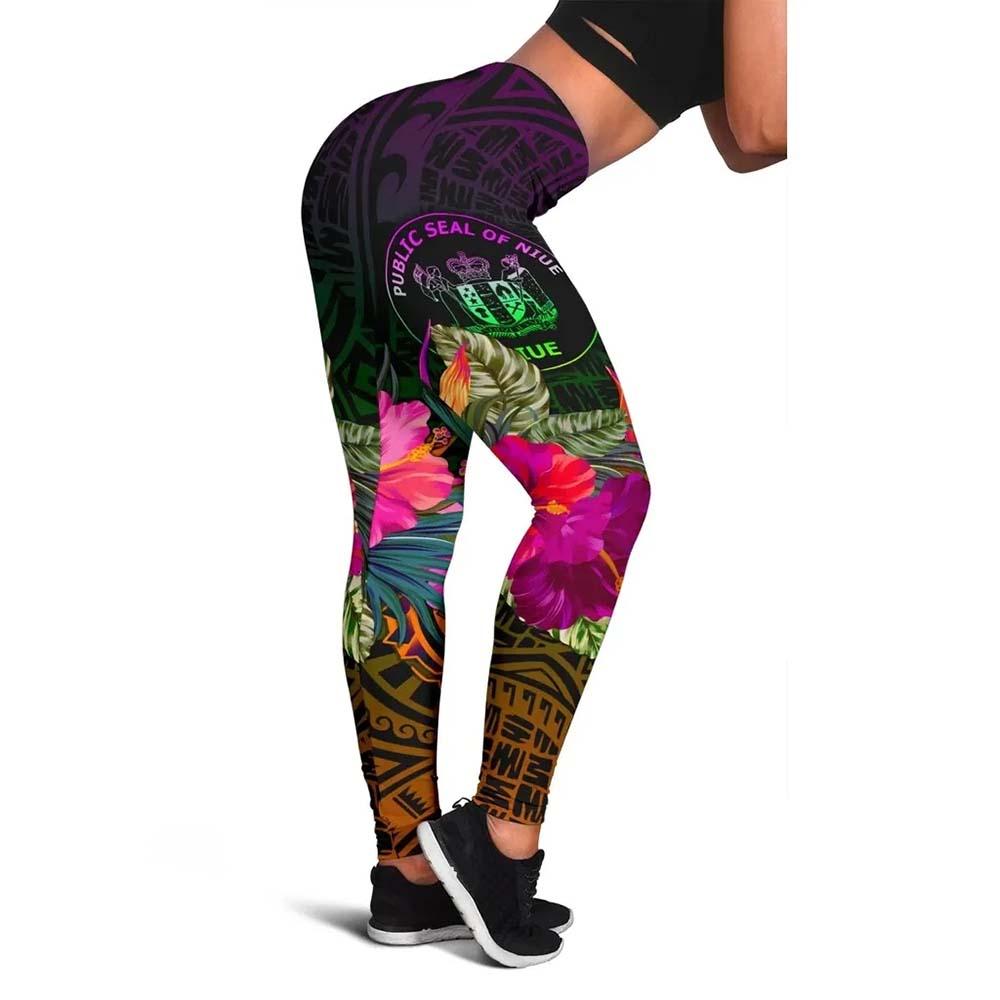 Niue Polynesian Personalised Legging - Summer Hibiscus
