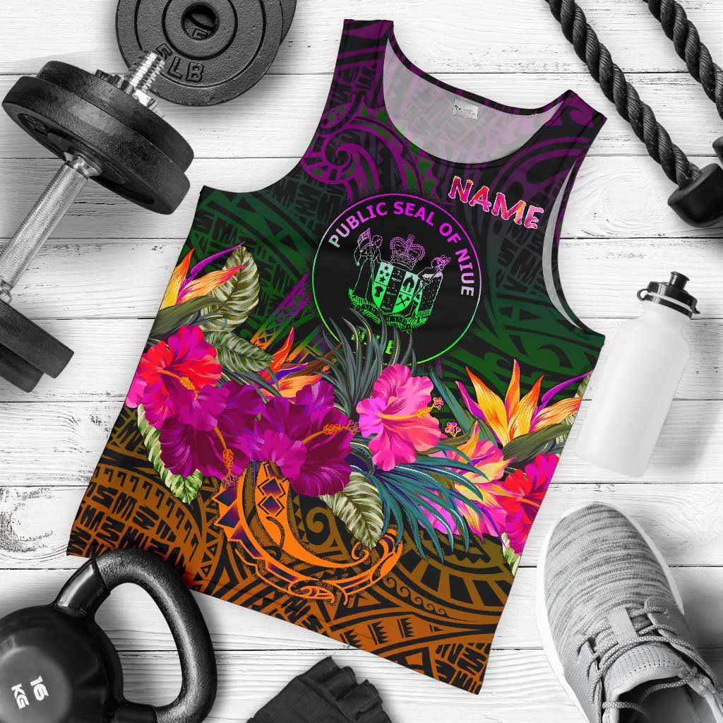 Niue Polynesian Personalised Men Tank Top - Summer Hibiscus