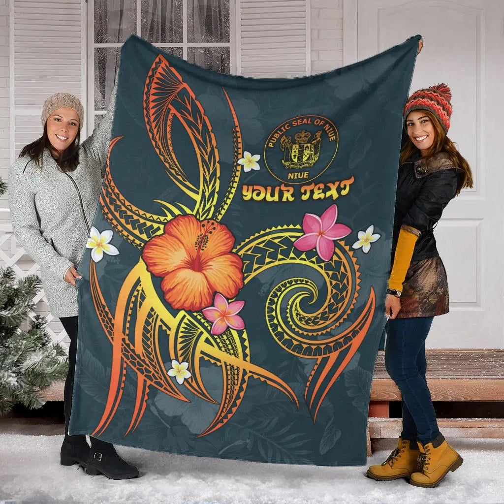 Niue Polynesian Personalised Premium Blanket - Legend of Niue (Blue)