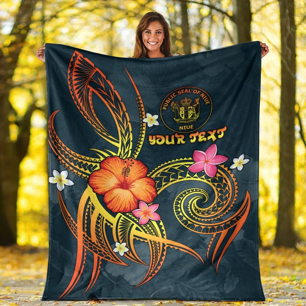 Niue Polynesian Personalised Premium Blanket - Legend of Niue (Blue)