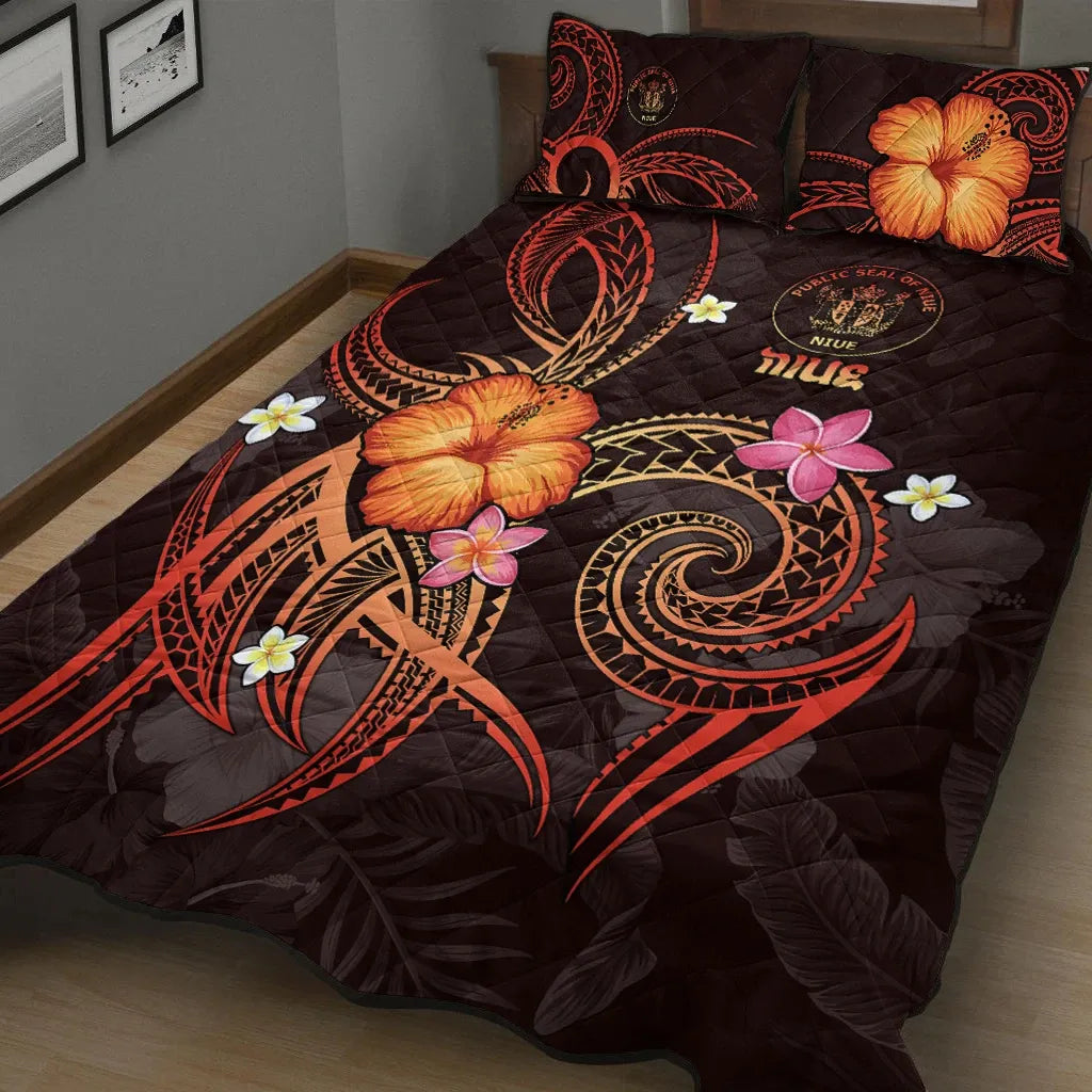 Niue Polynesian Quilt Bed Set - Legend of Niue (Red)