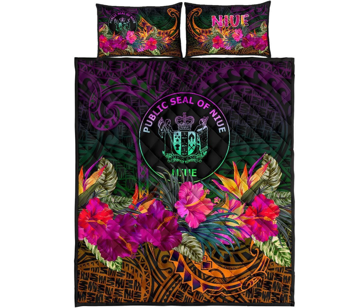 Niue Polynesian Quilt Bed Set - Summer Hibiscus