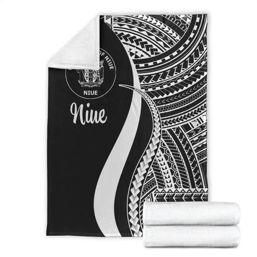 Niue Premium Blanket - White Polynesian Tentacle Tribal Pattern