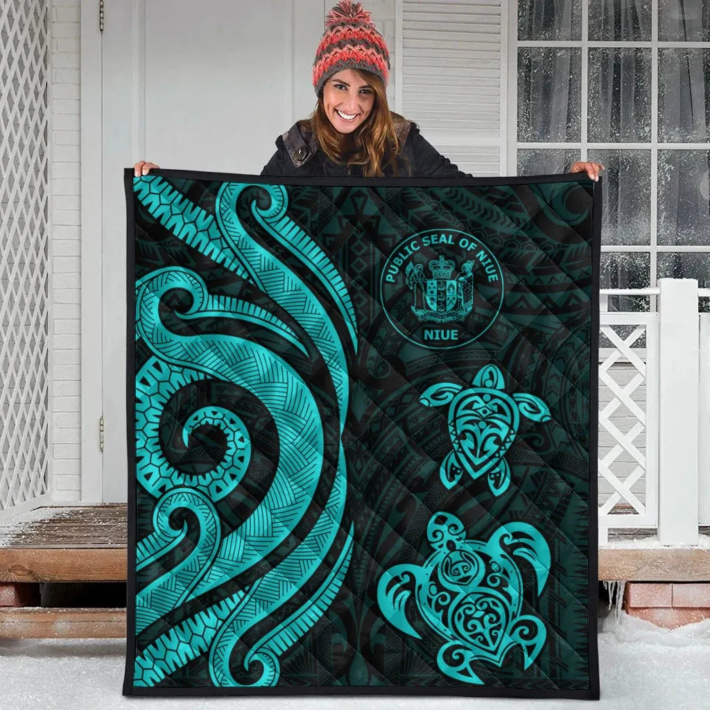 Niue Premium Quilt - Turquoise Tentacle Turtle