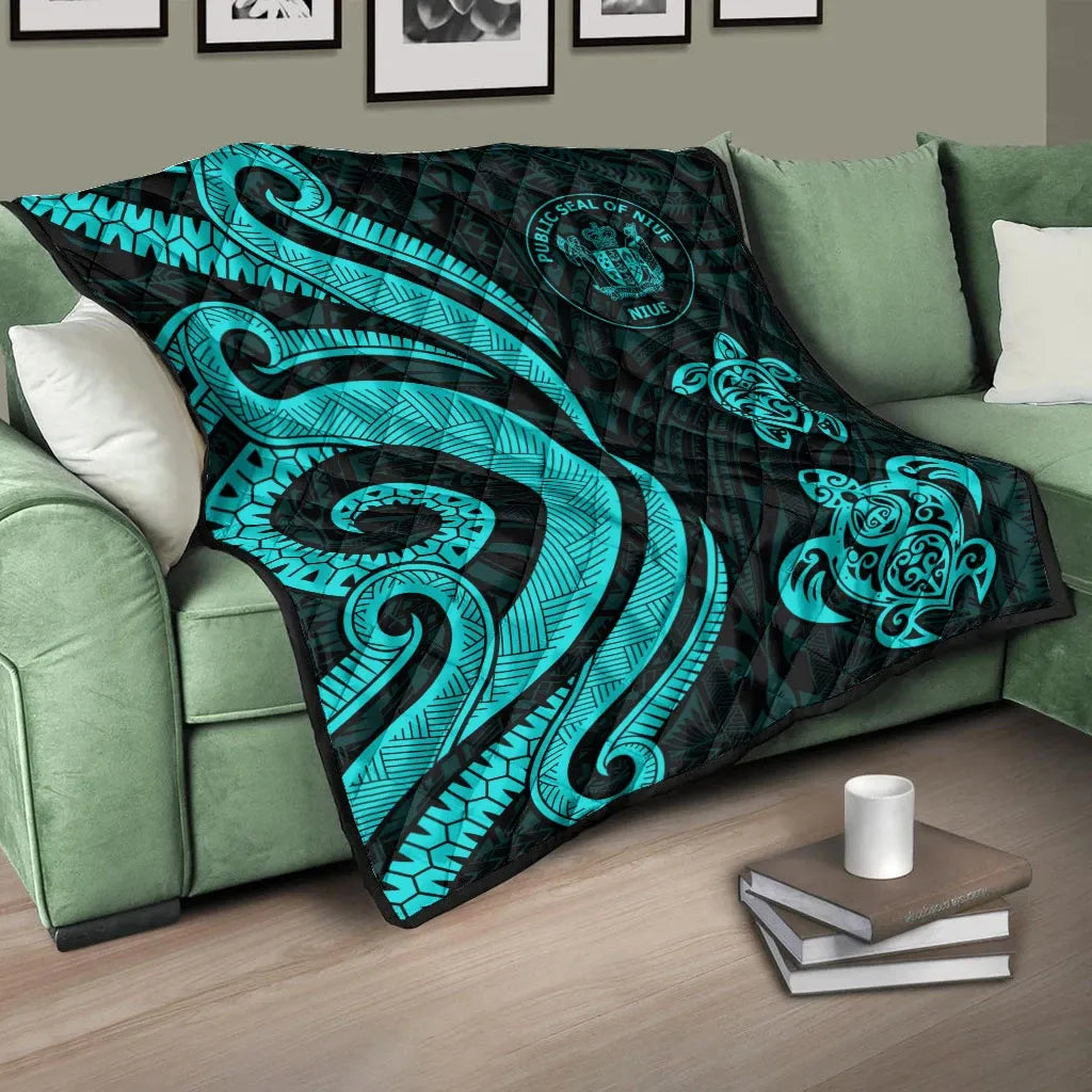 Niue Premium Quilt - Turquoise Tentacle Turtle