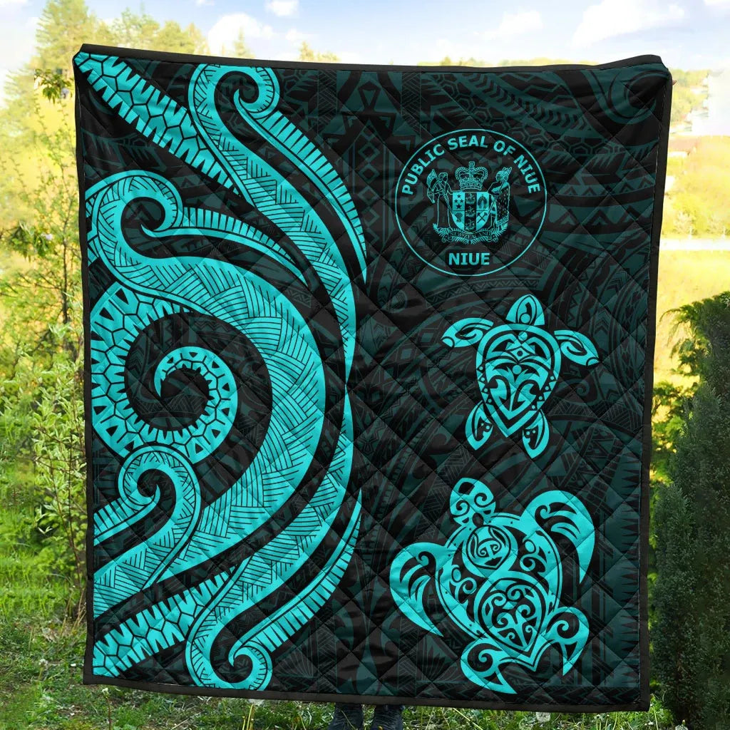 Niue Premium Quilt - Turquoise Tentacle Turtle