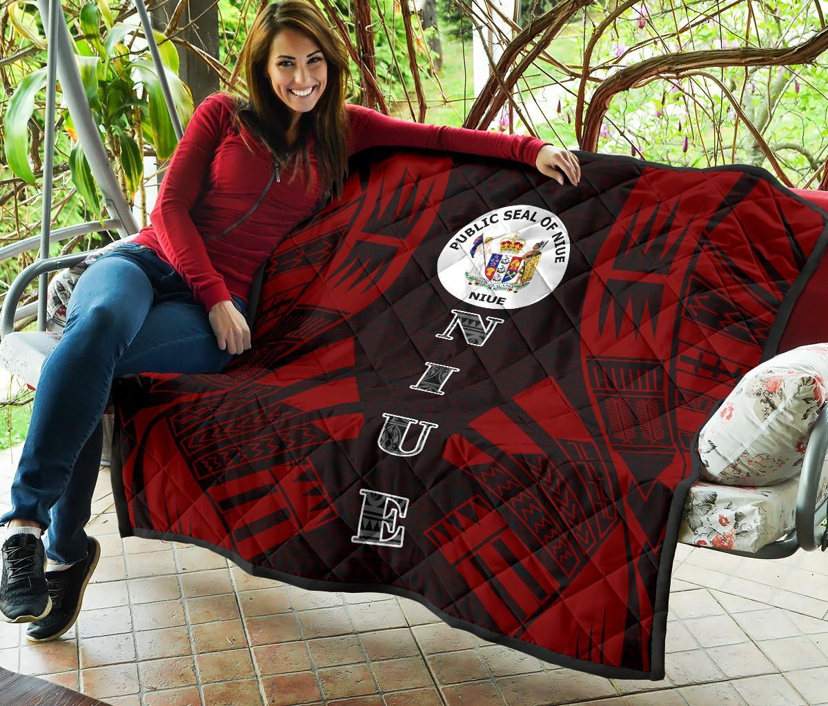 Niue Premium Quilt - Niue Seal Polynesian Red Tattoo