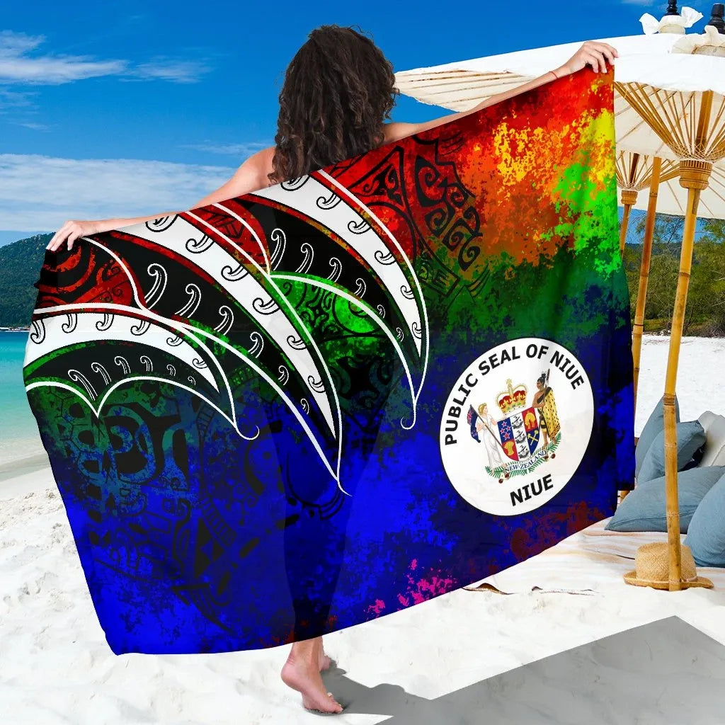 Niue Sarong - Tropical Leaf Rainbow Color