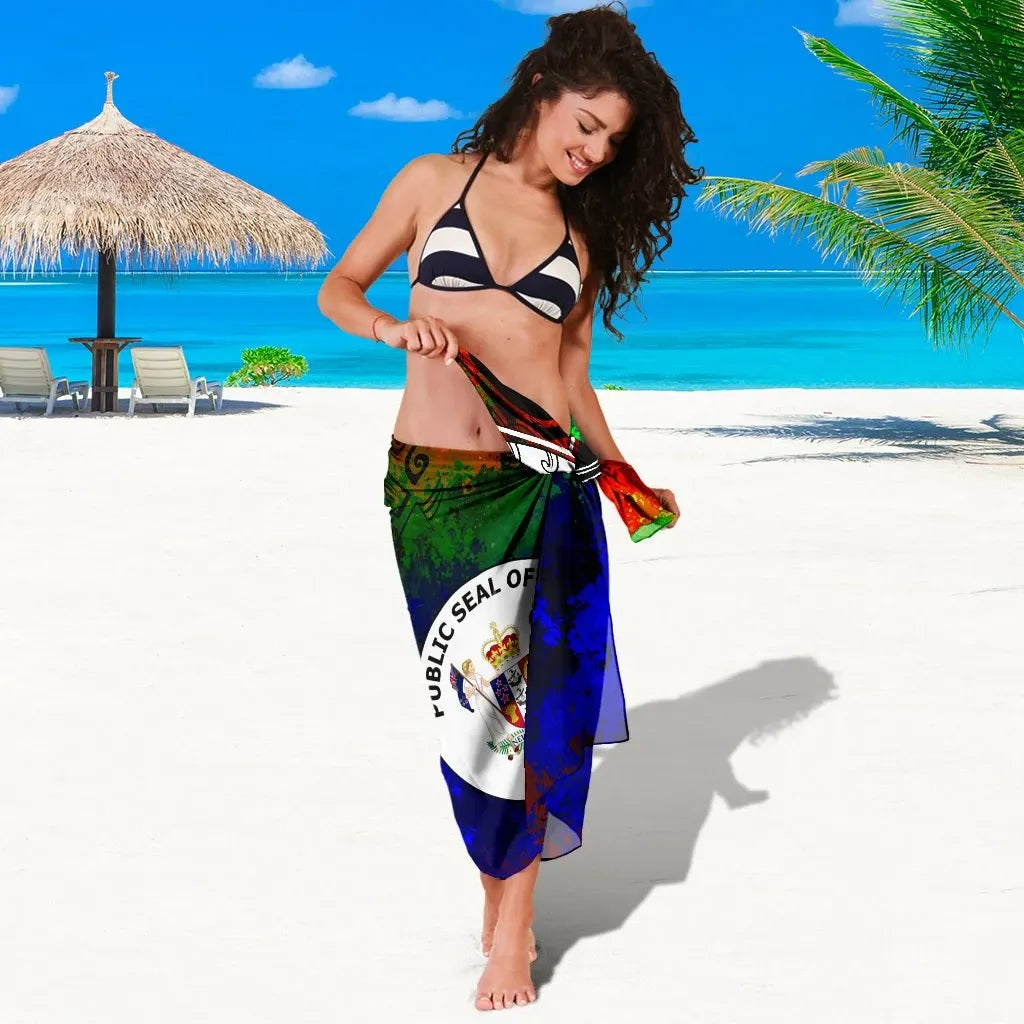 Niue Sarong - Tropical Leaf Rainbow Color