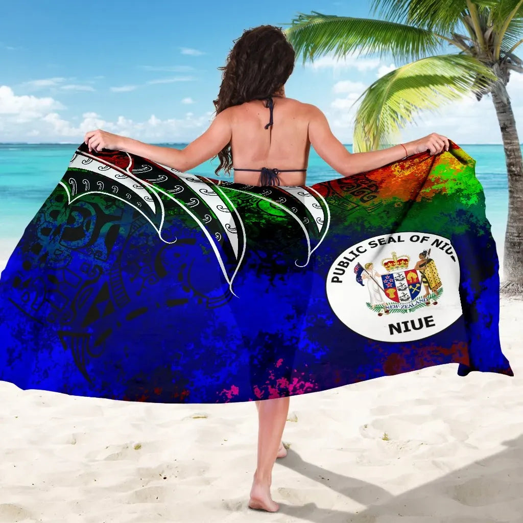 Niue Sarong - Tropical Leaf Rainbow Color