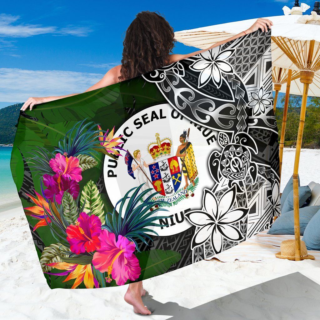 Niue Sarong - Turtle Plumeria Banana Leaf