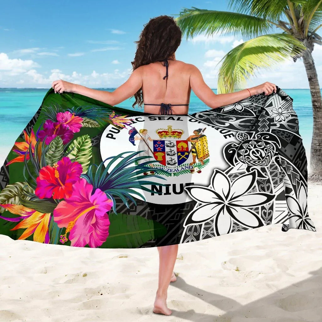 Niue Sarong - Turtle Plumeria Banana Leaf