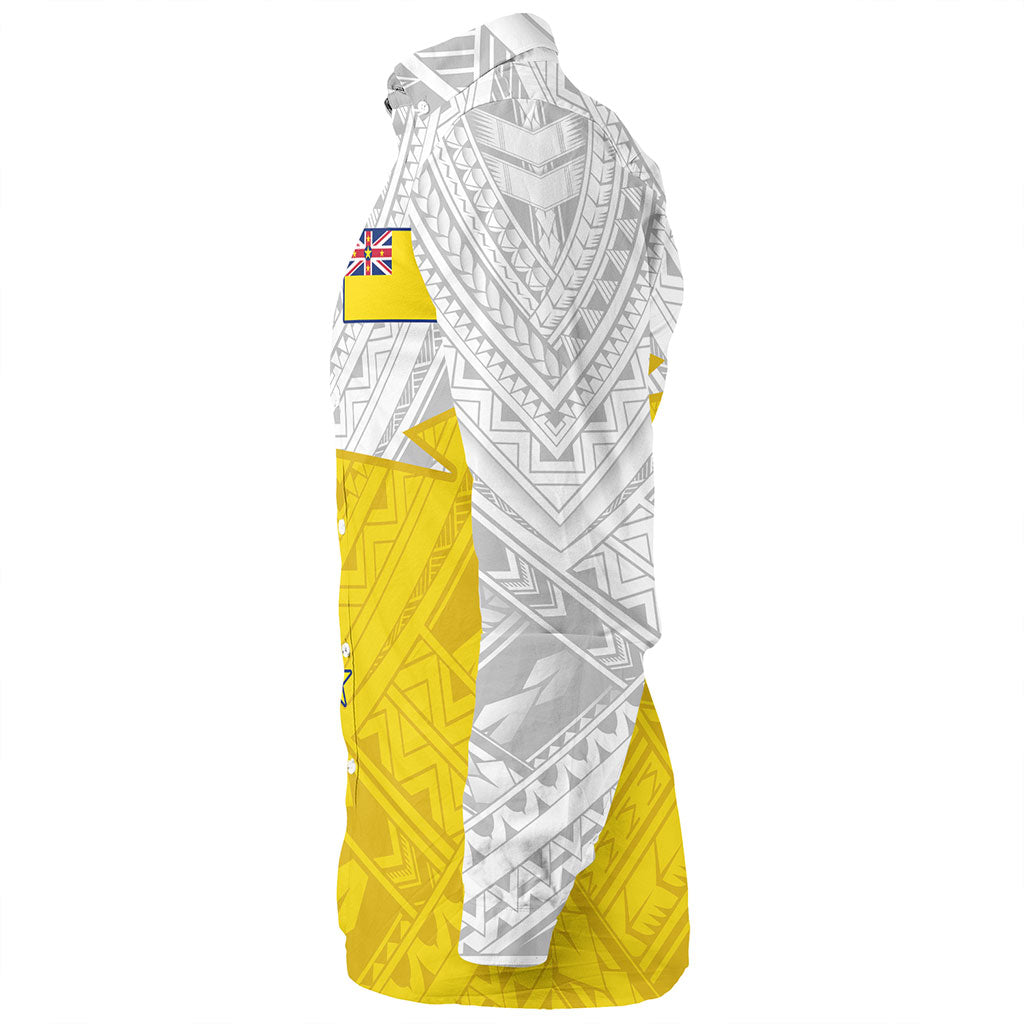 Niue Long Sleeve Shirt Polynesian Tattoo Flag And Coat Of Arms
