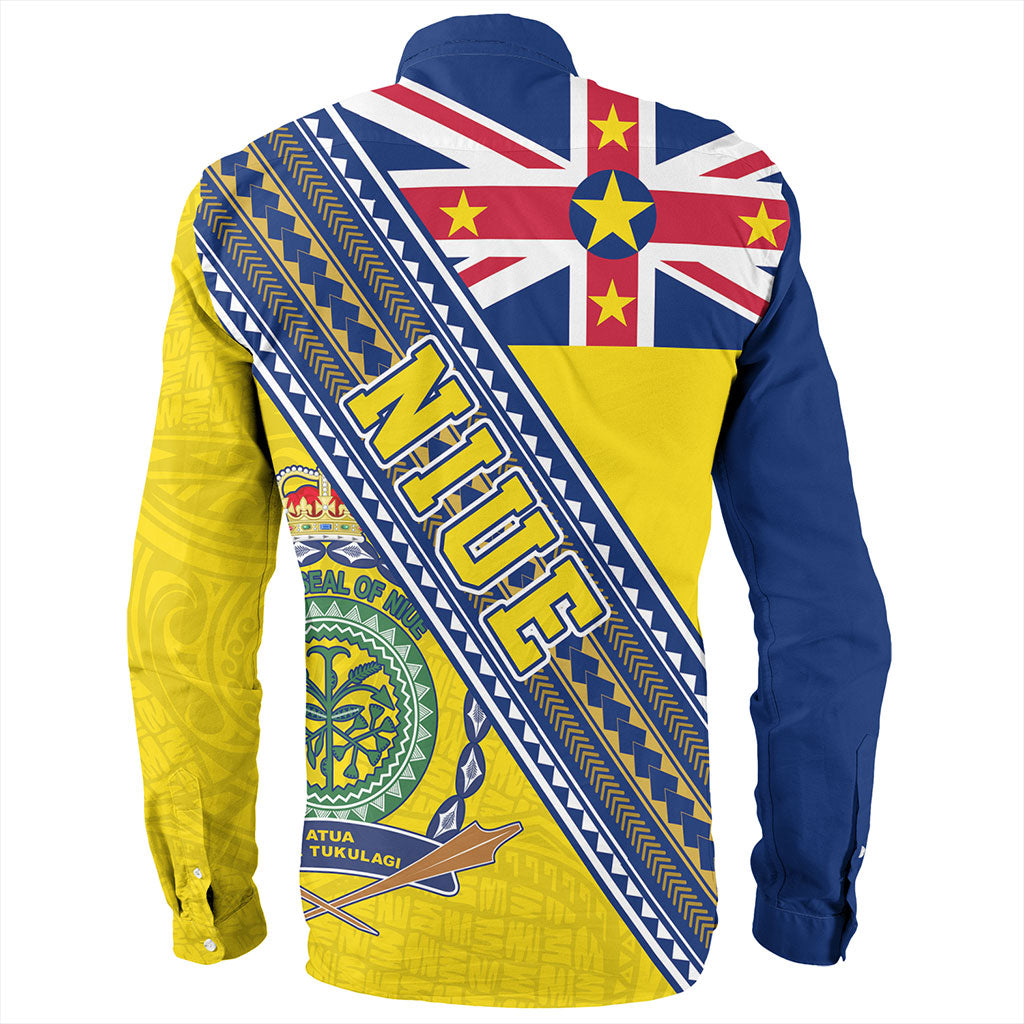 Niue Long Sleeve Shirt Flag And Coat Of Arms