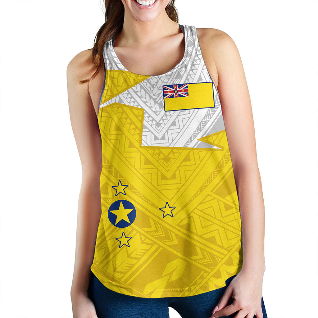 Niue Women Tank Polynesian Tattoo Flag And Coat Of Arms