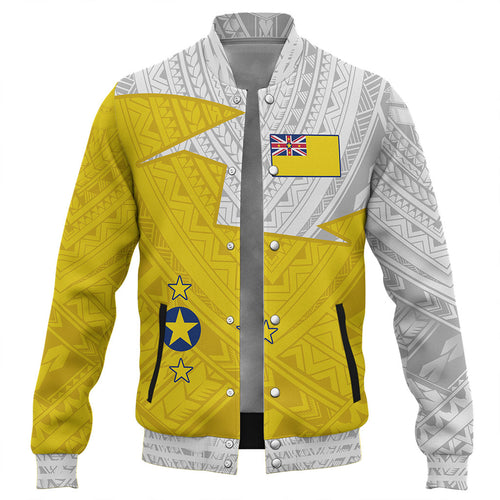 Niue Baseball Jacket Polynesian Tattoo Flag And Coat Of Arms