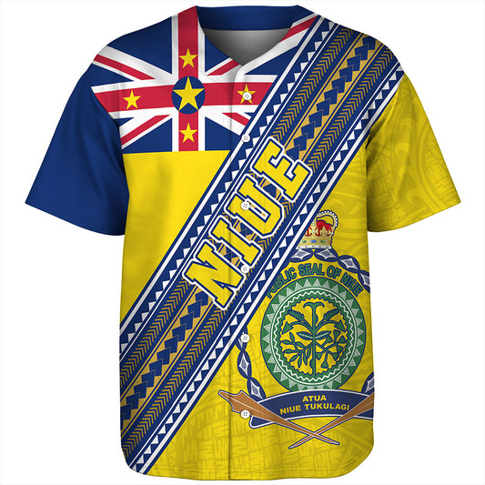 Niue Baseball Shirt Flag And Coat Of Arms