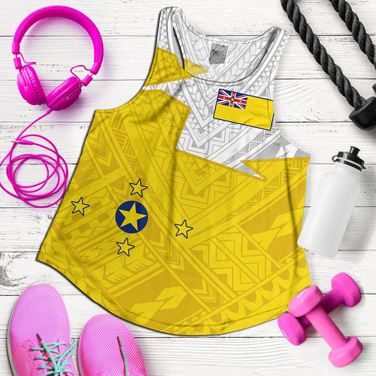 Niue Women Tank Polynesian Tattoo Flag And Coat Of Arms
