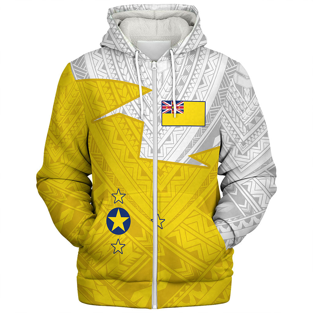 Niue Sherpa Hoodie Polynesian Tattoo Flag And Coat Of Arms