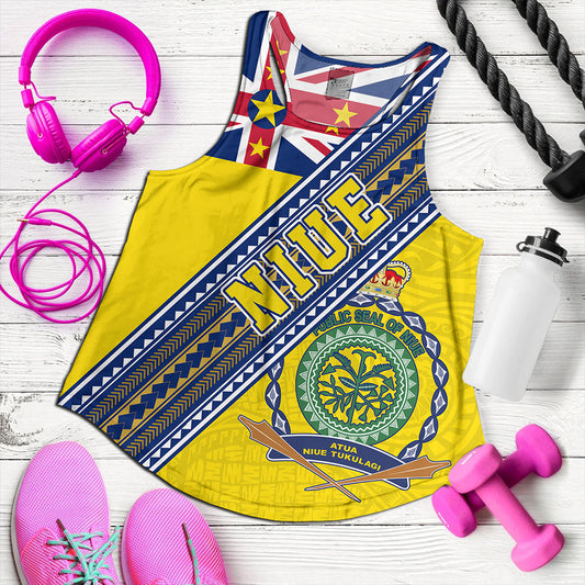 Niue Women Tank Flag And Coat Of Arms
