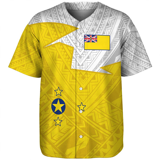 Niue Baseball Shirt Polynesian Tattoo Flag And Coat Of Arms