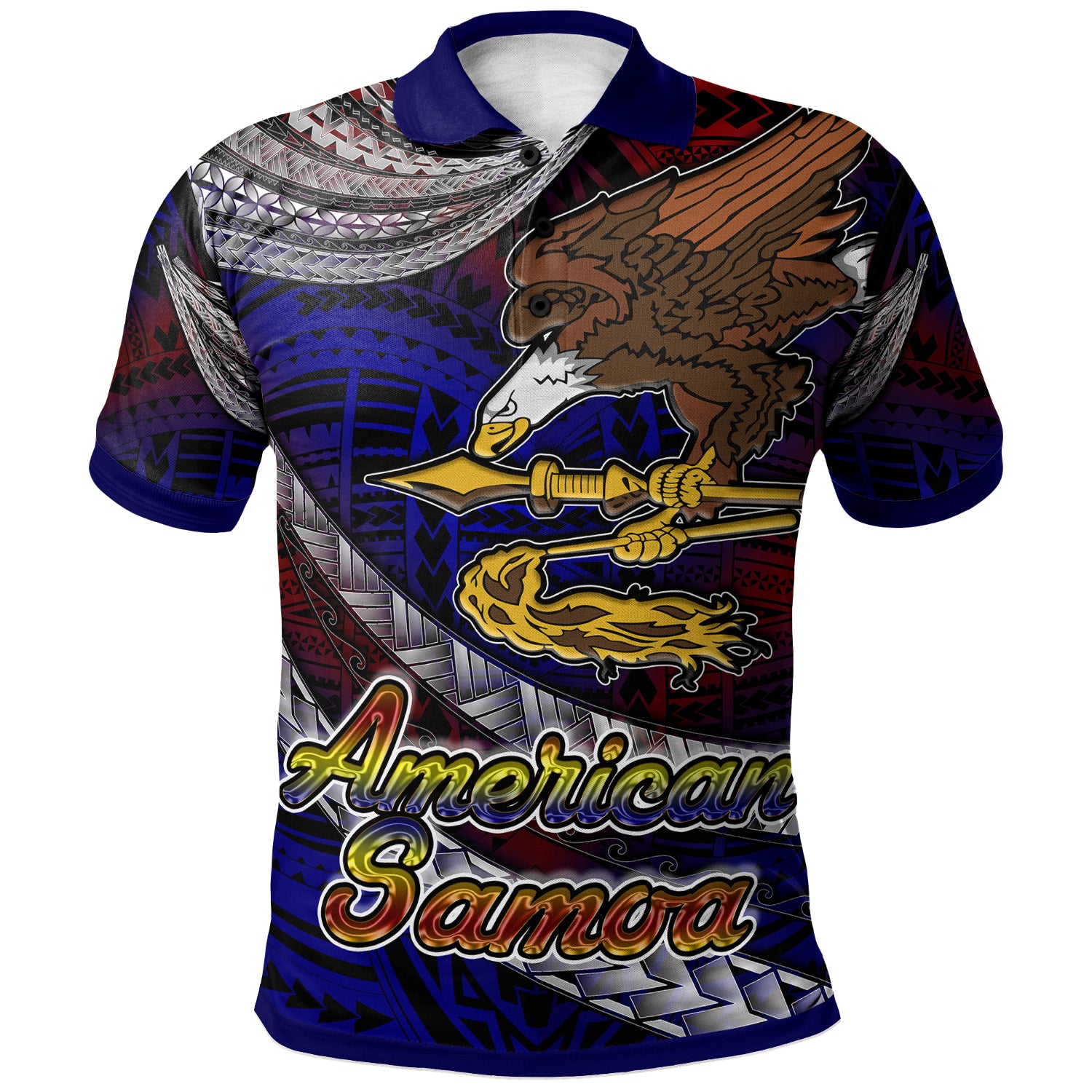 American Samoa Polo Shirt - Custom American Samoa Eagle With Polynesian Patterns Polo Shirt