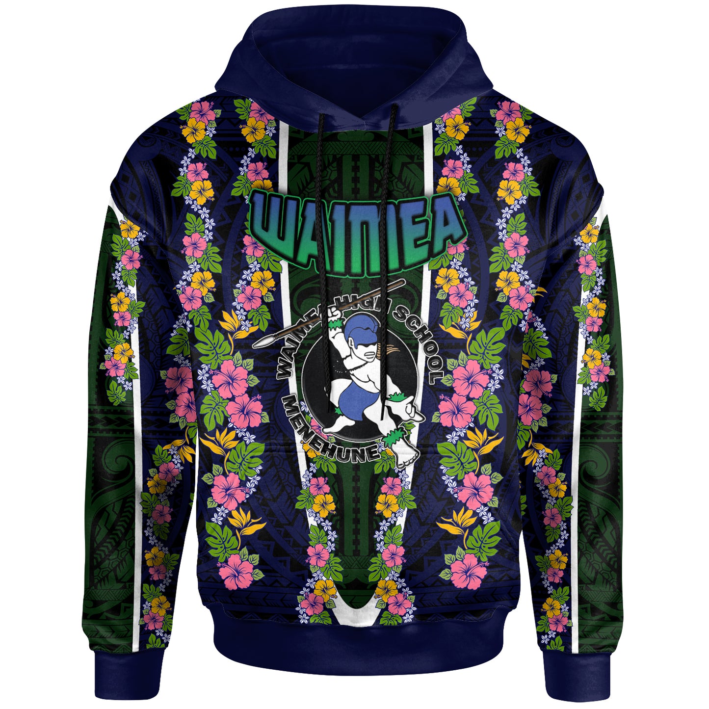 Hawaii Waimea High School Custom Hoodie - Waimea High School Polynesian With Floral Pattern