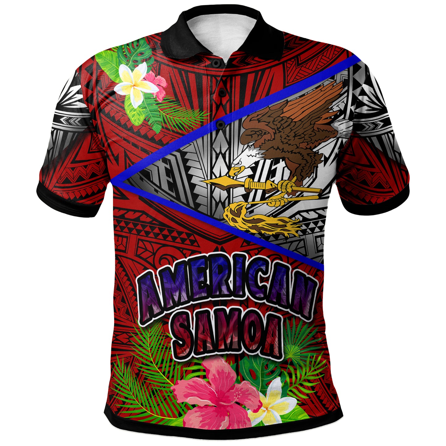American Samoa Polo Shirt - Custom American Samoa Eagle Flag Style With Polynesian Patterns Polo Shirt