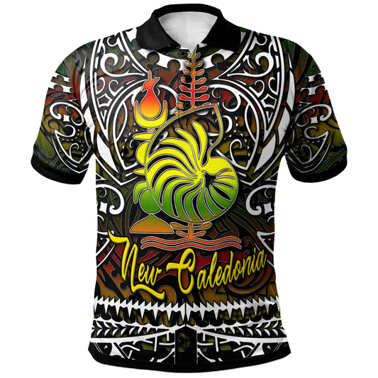 New Caledonia Polo Shirt - Custom New Caledonia Coat Of Arms Polynesian Pattern Polo Shirt