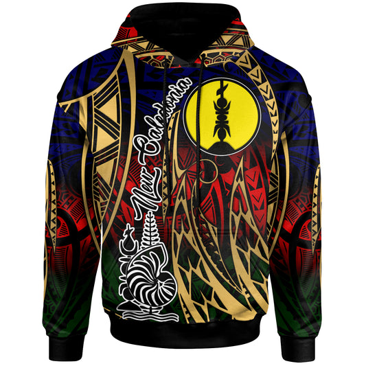 New Caledonia Hoodie - Custom New Caledonia Flag Coat Of Arms Polynesian Pattern Hoodie