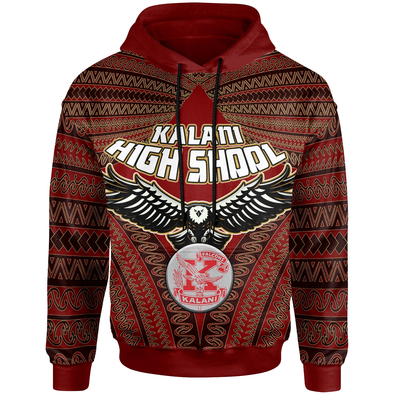 Hawaii Kalani High School Custom Hoodie - Kalani High School Polynesian With Falcon Pattern