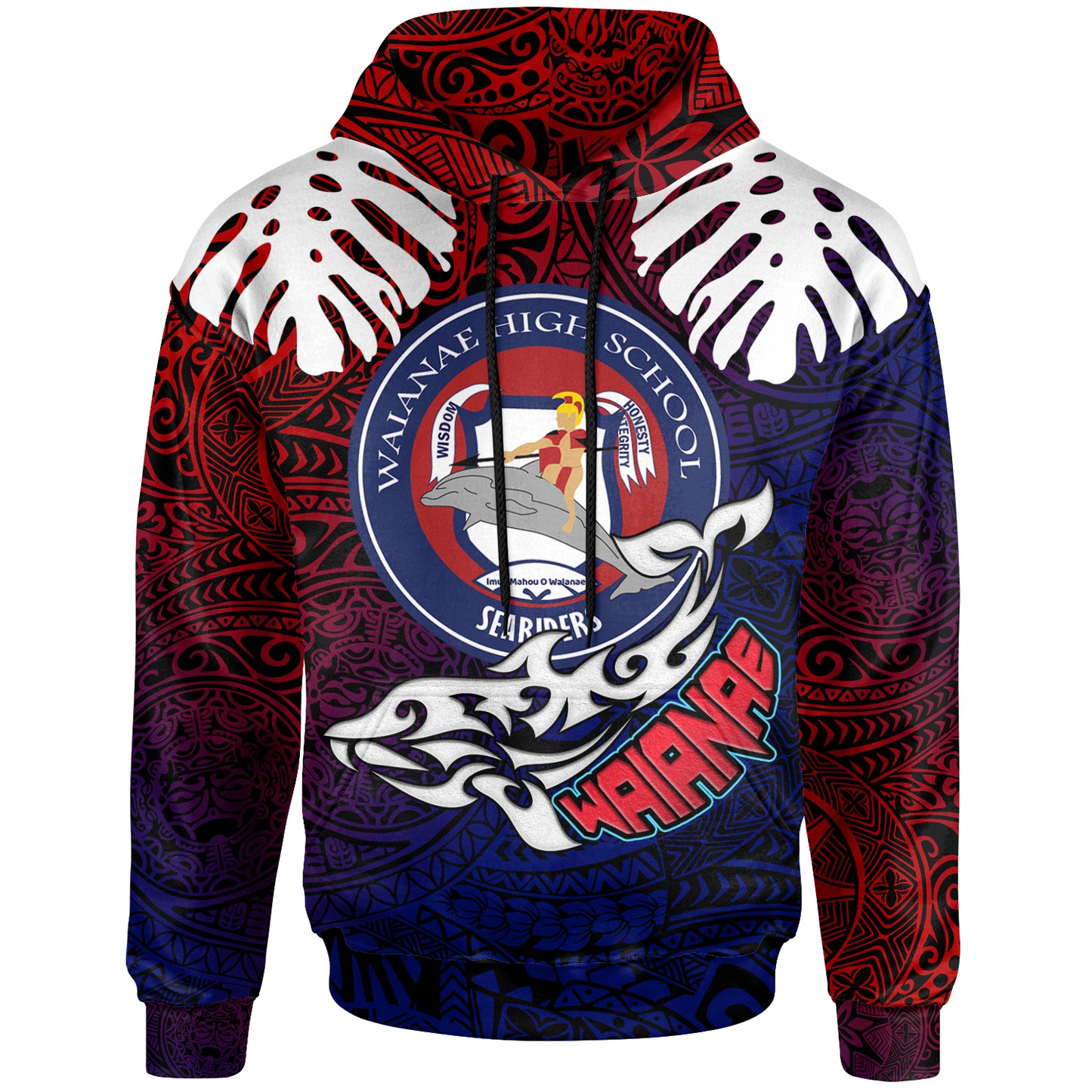 Hawaii Waianae High School Custom Hoodie - Waianae High School Polynesian Pattern